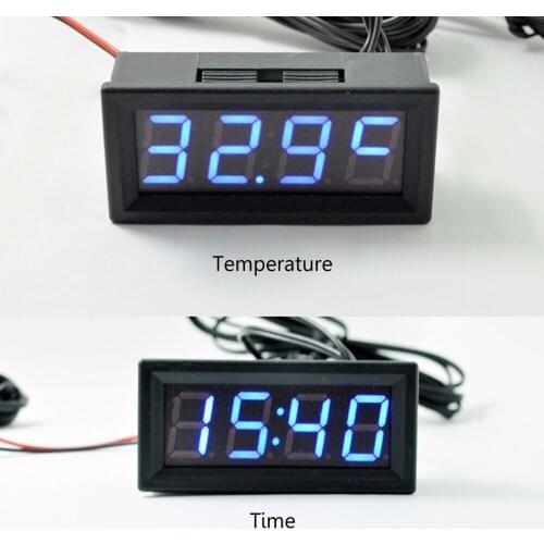 Digital Voltmeter 0.56" Digital Electronic Clock Temperature Voltage Meter LED 12V 24V 36v 48v Car