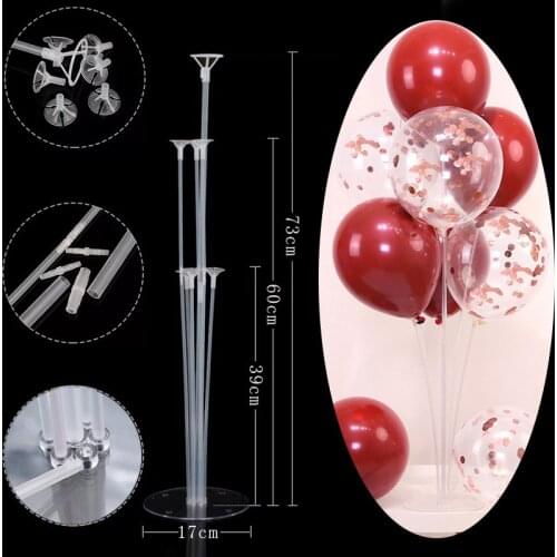 Wedding 7 Tubes Balloons Stand Column Holder Clear Plastic Balloon Stand Birthday Party Decorations Kids Wedding Balloons Garlan