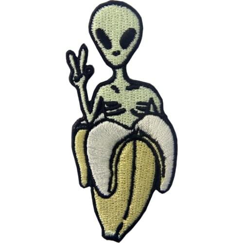 Embird Embroidered Patches for Hats Alien Banana Ceo-Friendly Handmade 3D Badge