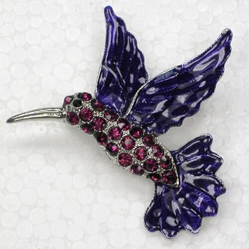 Purple Rhinestone Enamel Bird Pin brooches Fashion Corsage Jewelry gift C2107 D