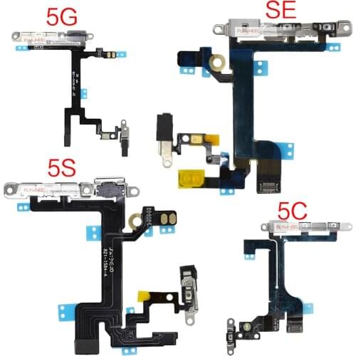 1pcs High Quality Power On Off Flex For iPhone 5G 5S 5C SE Volume Up Down Side Button Key Ribbon Flex Cable With Metal