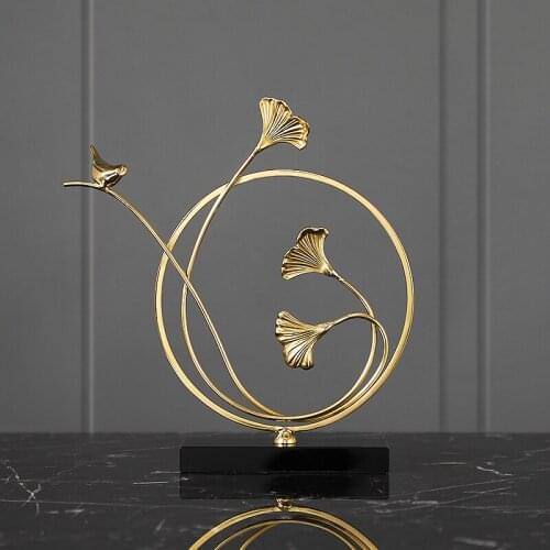 Ginkgo leaf ornaments Home furnishing Art office desktop decoration Living room placement Brass Semi-manual Crafts Send a Gift
