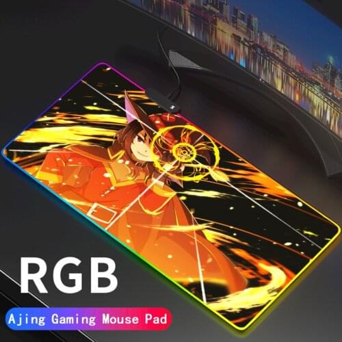 Anime Megumin Red hair Girl Gaming Computer Mousepad RGB Large Illuminate Mouse Carpet Big Mause Pad PC Desk Mat with Backlit