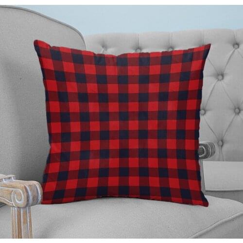 Plaid Red Black Buffalo Check Printed Throw Pillow Case Plush fabric Pillowcase Home Decorative Pillow Hot