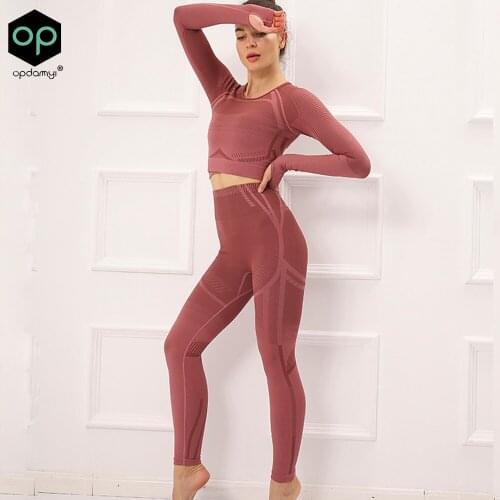 2 Pieces Of Seamless Yoga Clothing Set Gym Womens Stretch Belly Button Short Long Sleeve Leggings Trousers Fitness Sports Suit