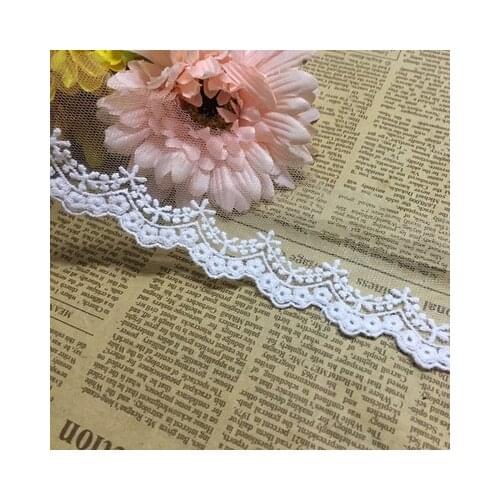 3Yards 5cm wide White Flower Embroidered Lace Fabric Skin LaceTrim Ribbons DIY Sewing Handmade Materials