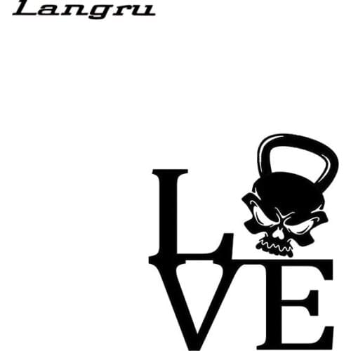 Langru Love Kettlebell Skull Personality Vinyl Decal Car Sticker Car-styling Decorative Jdm