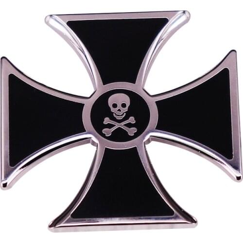 Skeleton Iron Cross Metal Brooch German Army Cross Skull Badge Punk Art Accessories Collar Accessorie Brooch Pin Badge Honor Pin