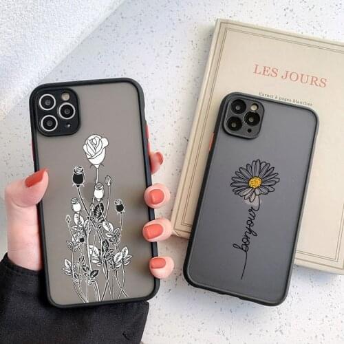 Fashion Florals Butterfly Clear Matte Phone Case For iPhone 12 Pro Max 11 Pro Max X XR XSMax 7 8 Plus SE 2020 Hard PC Back Cover