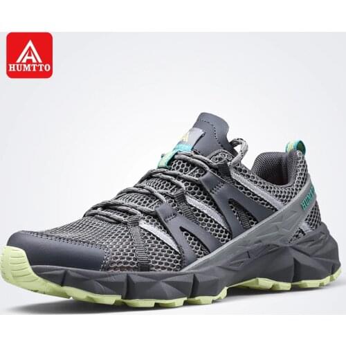 HUMTTO Mens Hiking Shoes Breathable Mesh Lightweight Lace-Up Non-slip Trekking Shoes Spring Summer Outdoor Sneakers Hot Sale