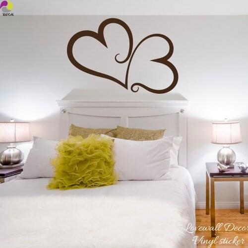 Heart Wall Sticker Bedroom Baby Nursery Double Heart Wall Decal Family Love Romantic Hearts Vinyl Wedding Decor Home Decor Art