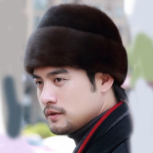 Aorice man real mink fur hat cap 2020 new winter snow unisex natural mink fur beret hats caps HF003