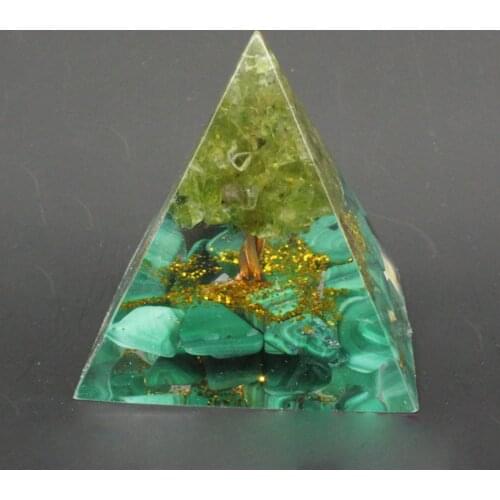 60mm Orgone Crystal Pyramid Malachite Meditation Gemstone Office Decor
