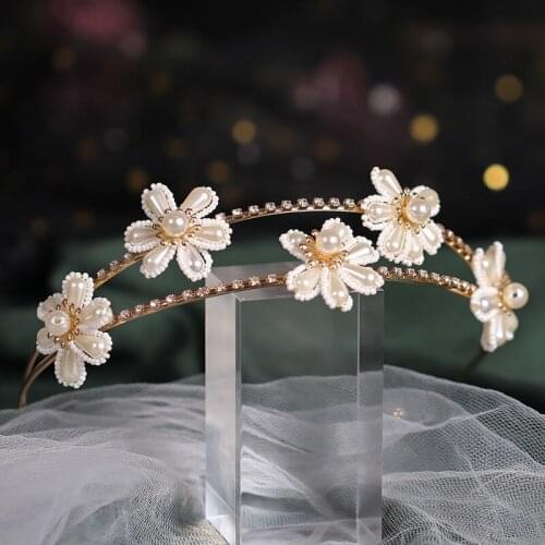Hair Band Headdress Bridal Wedding Celebration Gift Headdress Pearl Flower Simple Headband Accessories
