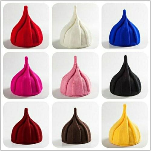 Warm knit hats for children autumn and winter little boys and girls cute flower-shaped fascinator hats kids and baby hat