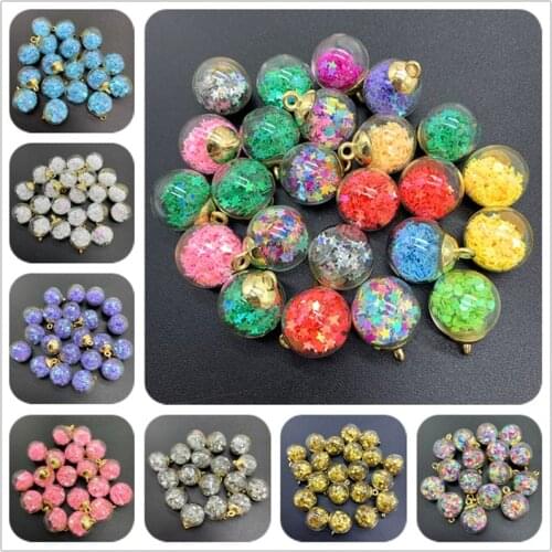 5pcs 16mm Colorful Transparent Glass Ball Star Charms Pendant Finding For Jewelry Making Hair Accessories Earring Charms