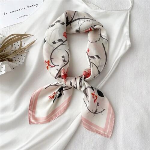 Silk Square Satin Scarf For Women Neckerchief Print Headscarf Female Hijab Hair Wrap Shawl Foulard Bandana Elegant Headband