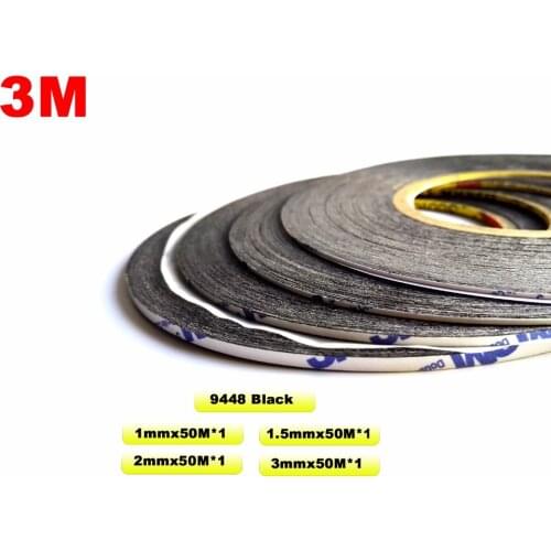 Mixed 4pcs (1mm/1.5mm/2mm/3mm) * 50M 3M Two Sides Sticky Black Tape Adhesive for Samsung/ iPhone/iPad HTC Nokia Display Lens LCD