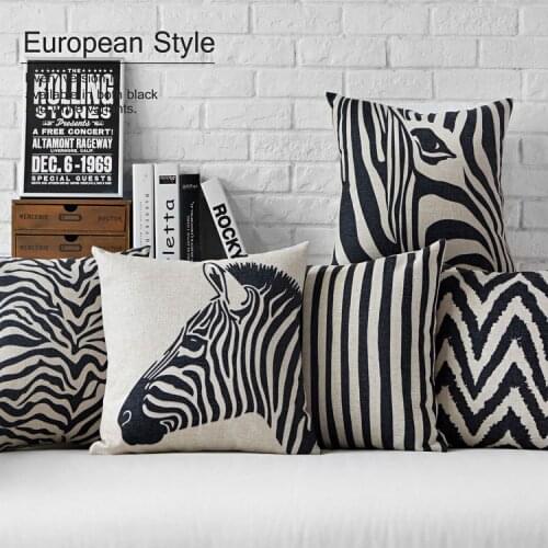 Modern black white zebra pillow ,Creative leopard cushion ,Linen pillowcase,sofa cushions home decorative Pillows