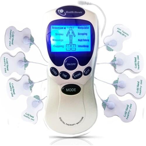 8 Electrode Pads+2 Four Way Wire Health Care Tens Acupuncture Device Full Body Relax Muscle Therapy Pulse Massager