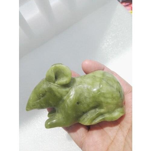 Hand carved natural jade mouse ornaments