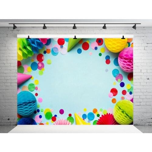 150x220cm VinylBDS Children Happy Birthday Photography Backdrops Colored Paper Backgrounds Newborn Hand Painted Backdrop
