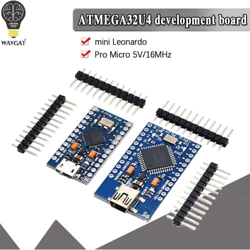 WAVGAT Pro Micro ATmega32U4 5V 16MHz Replace ATmega328 For arduino Pro Mini With 2 Row Pin Header For Leonardo USB Interface