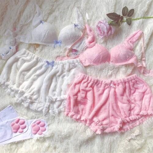 Japanese Sexy Cute Lovely Bunny Girl White Pink Anime Cospaly Erotic Role Play Kawaii Christmas Lingerie Outfits for Women 2021