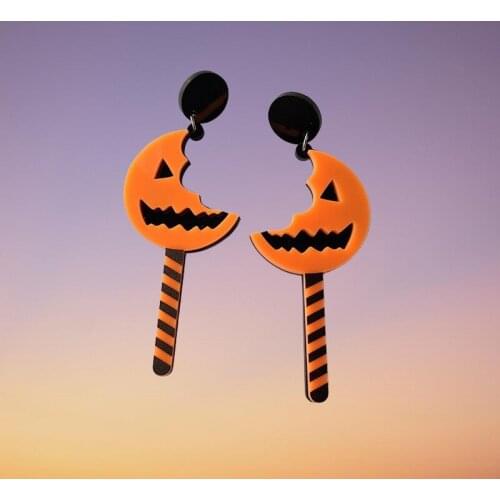 Festival Halloween Half Face Pumpkin Goblin Dangle Earring Terrifying Theme Womans Fashion Jewelry