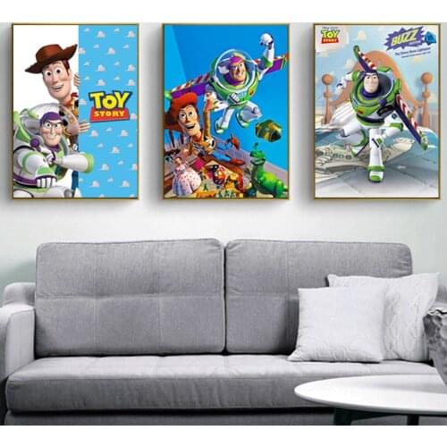 Funny Toy Story Disney Buzz Lightyear Canvas Posters and Prints Wall Art Pictures Painting for Kids Room Home Decoration Cuadro