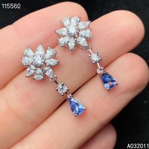 KJJEAXCMY Fine Jewelry 925 sterling silver inlaid natural Tanzanite female earrings Ear studs fashion support detection