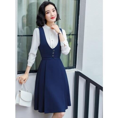 Fashion Elegant Styles Sleeveless Dresses for Women Business Work Wear Dress Beauty Salon Vestidos Beauty Salon Clothes