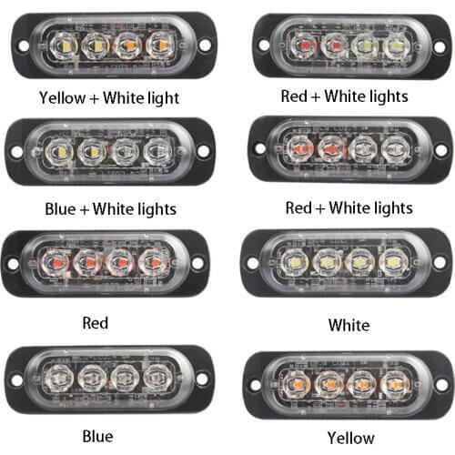 1 Pcs 4 Led Strobe Warning Light Strobe Grille Flashing Light Bar Truck Car Beacon Lamp Amber Red Blue White Traffic Flashlight