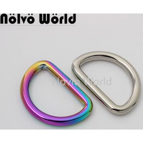 10-50 pieces 5 colors 4.0 5.0mm wire 3/4" 1-1/4" inner rainbow round edge polished D ring for chains bag welded d rings