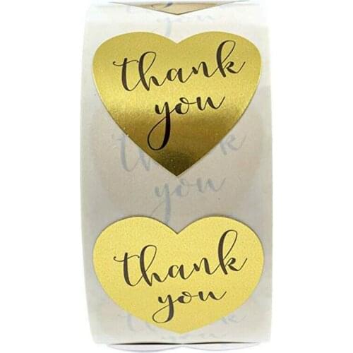 500pc /roll Christmas gift tags Round Kraft Paper Thank You Adhesive Labels