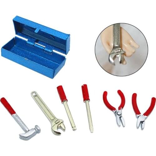 6Pcs/set Tools Mini Hammer Wrench Screwdriver Scissors Toys 1:12 Dollhouse Miniature Simulation DIY Crafts