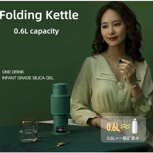 600ml Folding Kettle Portable Travel Small Mini Electric Kettle Dormitory Student Insulation Boiling Stainless Steel Cup