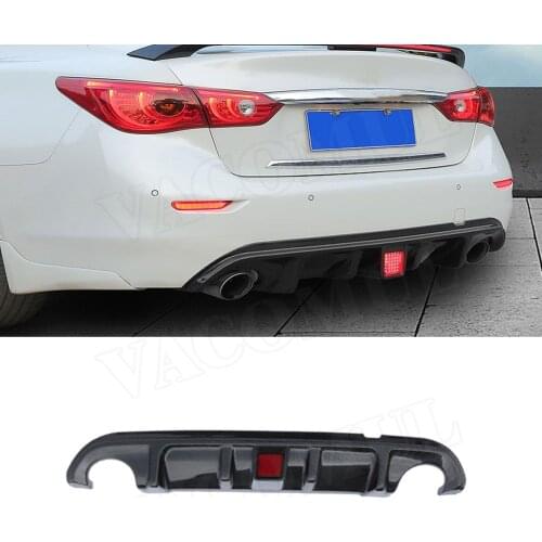 ABS Car Rear Bumper Diffuser Lip Spoiler for Infiniti Q50 Base Sport 2014 - 2017 With Middle LED Light Rear Bumper Diffuser