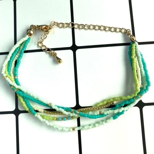 BLUESTAR Summer blue beads Bohemian sea style Beads DIY accessories jewelry Couple Bracelet