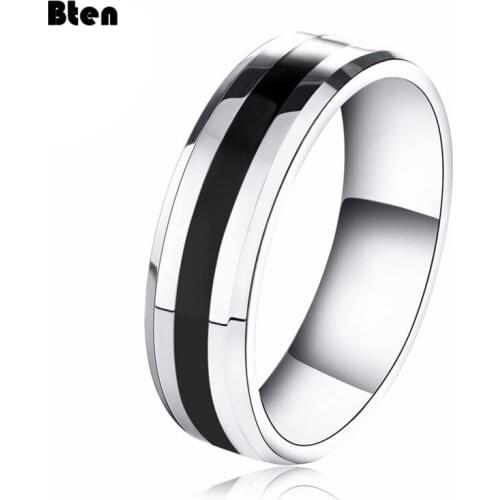 Bten 6mm Stainless Steel Rings For Women Polishing Cool Black Fashion Jewelry Wholesale