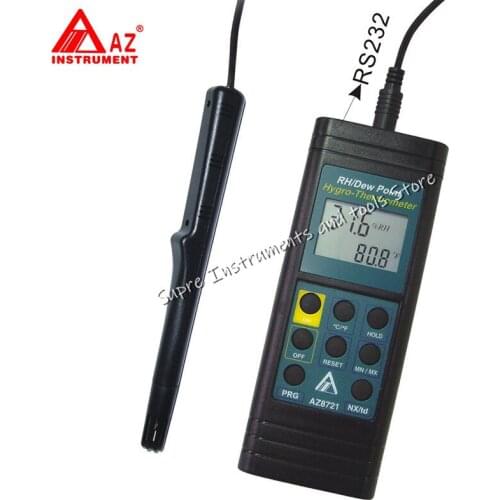 AZ-8721 AZ8721 Digital Hygrothermograph Temperature Humidity Gauge industrial use with probe and alarm