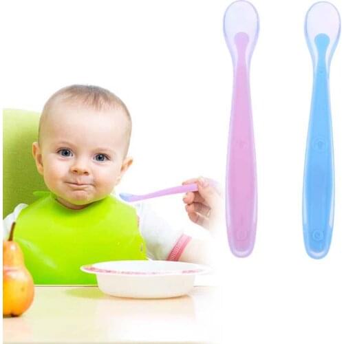 Baby Silicone Spoon Silicone Wooden Baby Feeding Soft Spoon Children Tableware Training Spoon Infant Feeding Tools