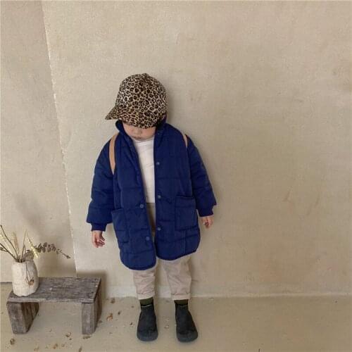Girls Babys Coat Jacket Outwear Dark Blue Cute Fur Thicken Autumn Winter Plus Velvet Warm Tracksuit Fleece Childrens Clothing
