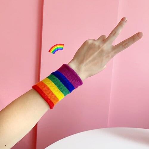 Breathable Warm Bracers Rainbow Color Soft Cotton Wrap Hand Badminton Running Fitness Men Women Wristband