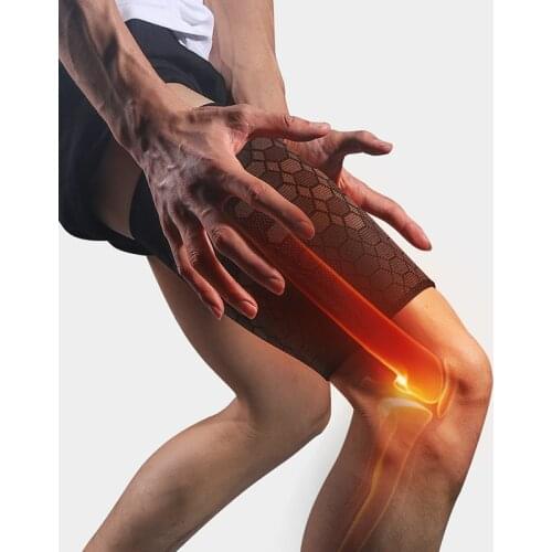 High Elastic Knee Compression Sleeve Knitted Nylon Sports Thigh Protector Riding Basketball Anti Thigh Muscle Strain Leggings