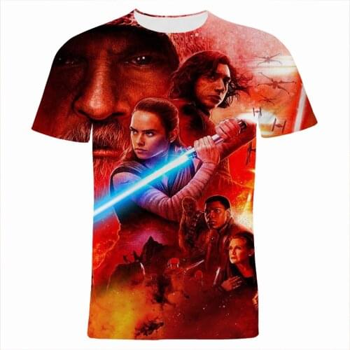 Short Sleeve T-shirts For Men Marvel Star Wars 3D Print Summer Womens Clothes Streetwear Casual Children Tee Shirts