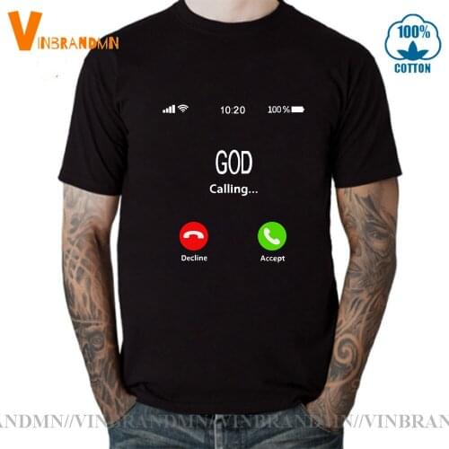 Humor Jesus T shirt Funny God Calling Accept Or Decline That Is Question Design Christian Faith Tshirt Santa Fashionable T-shirt