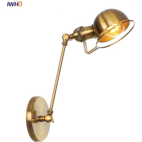 IWHD Iron Adjustable Loft Nordic Wall Light LED Vintage Wandlamp Retro Wall Lamp RH Fixtures For Home Lighting Stairs LED Lights