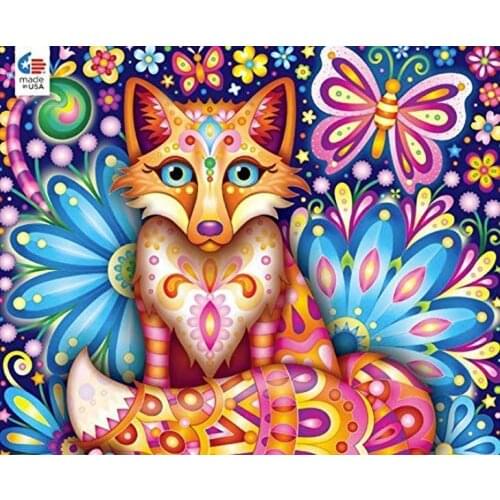 Jmine Div 5D Colorful Fox Butterfly Flower Full Diamond Painting cross stitch kits art Animal 3D paint by diamonds