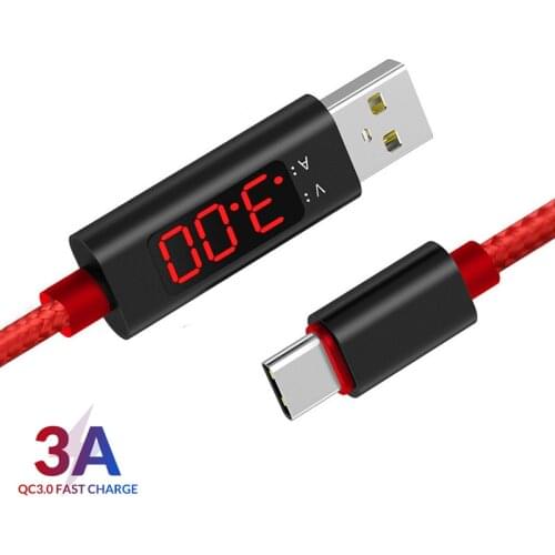 3A Voltage Current Display Nylon Braided Type-C Fast Charing Cable For SAMSUNG Note 9 S10 S8 XIAOMI MI9 MIX3 OnePlus 7 Pro 6T 5T